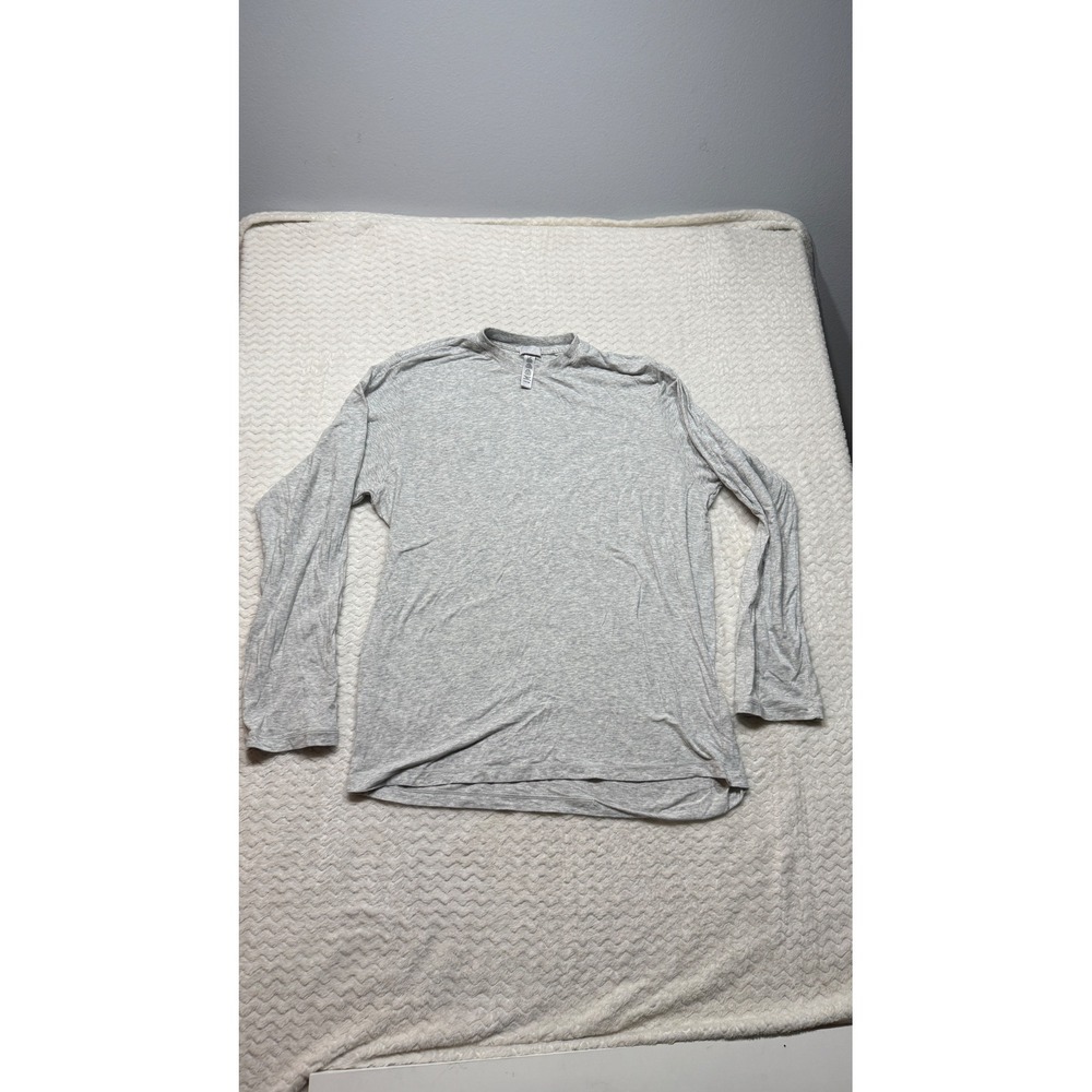 Skims Cotton Modal Long Sleeve T-Shirt Light Heather Grey Small 4955